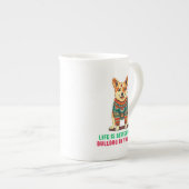 メリークリスマスブルドッグ ボーンチャイナマグカップ (正面右)