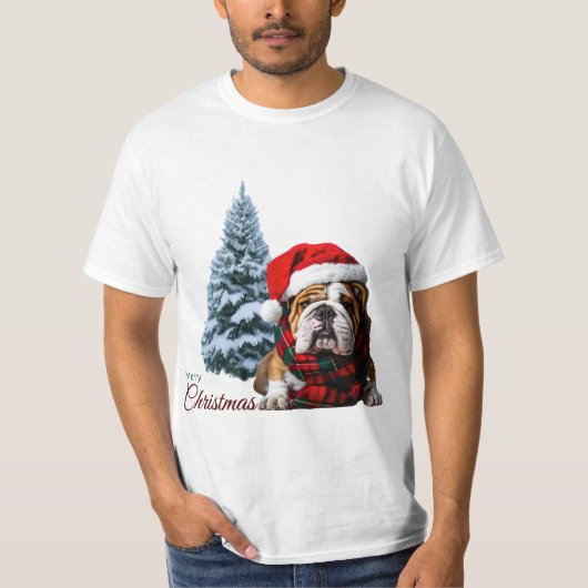 メリークリスマスブルドッグ Tシャツ (正面)