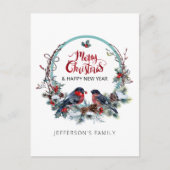 メリークリスマスブルフィンチ – リースホリデーポストカー シーズンポストカード (正面)