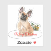 メリークリスマスブルフランスのドッグカスタムカットビニル シール (シート)