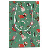 メリークリスマスブルフランスのドッグ ミディアムペーパーバッグ (正面)