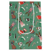 メリークリスマスブルフランスのドッグ ミディアムペーパーバッグ (裏面)