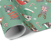 メリークリスマスブルフランスのドッグ ラッピングペーパー (ロールコーナー)