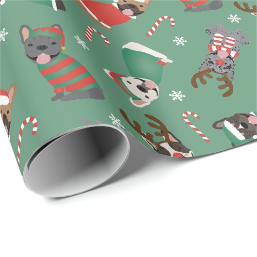 メリークリスマスブルフランスのドッグ ラッピングペーパー (ロールコーナー)