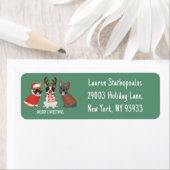 メリークリスマスブルフランスのドッグ ラベル (インサイチュ)