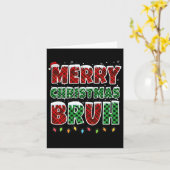 メリークリスマスブルレッドグリーンプレイドクリスマスライトF カード (黄色い花)