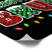 メリークリスマスブルレッドグリーンプレイドクリスマスライトF ポスター (角)