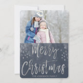 メリークリスマスブルーとシルバーウォータースカラー写真 シーズンカード (正面)