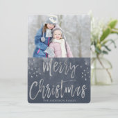 メリークリスマスブルーとシルバーウォータースカラー写真 シーズンカード (スタンド正面)