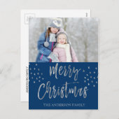 メリークリスマスブルーとシルバーウォータースカラー写真 シーズンポストカード (正面/裏面)