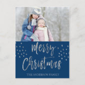 メリークリスマスブルーとシルバーウォータースカラー写真 シーズンポストカード (正面)