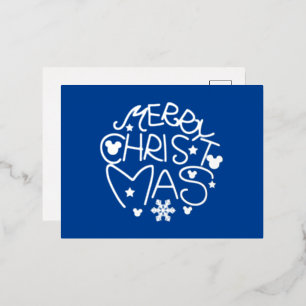 メリークリスマスブルーとシルバーフォイル 箔シーズンポストカード
