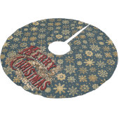 メリークリスマスブルーと金ゴールド雪 ブラッシュドポリエステルツリースカート (アングル)