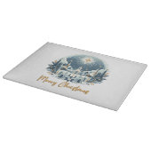 メリークリスマスブルーと金ゴールド カッティングボード (角)