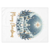 メリークリスマスブルーと金ゴールド テーブルクロス (正面(横))