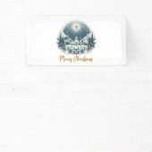 メリークリスマスブルーと金ゴールド 横断幕 (インサイチュ)