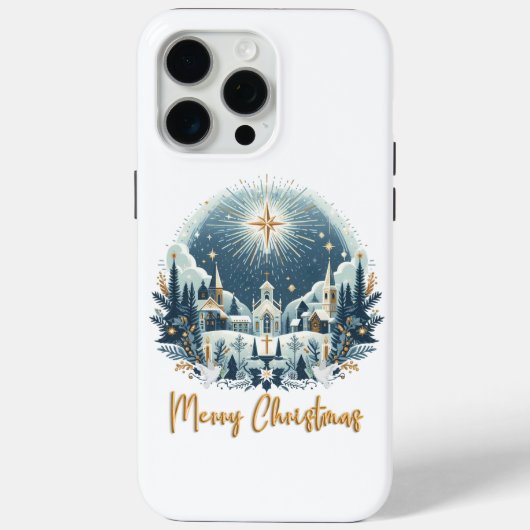 メリークリスマスブルーと金ゴールド Case-Mate iPhoneケース (裏面)