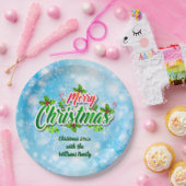 メリークリスマスブルーに一致するファミリー名を追加9" ペーパープレート (パーティー)