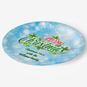 メリークリスマスブルーに一致するファミリー名を追加9" ペーパープレート (アングル)