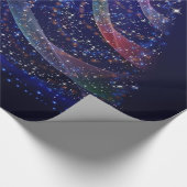 メリークリスマスブルーのクリスマスツリーカラフルスター ラッピングペーパー (角)