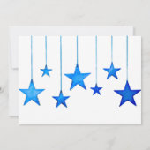 メリークリスマスブルーの星と文字フラットカード (裏面)