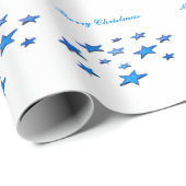 メリークリスマスブルーの星飾り(文字) ラッピングペーパー (ロールコーナー)