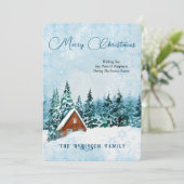メリークリスマスブルーの水彩冬の風景 シーズンカード (スタンド正面)