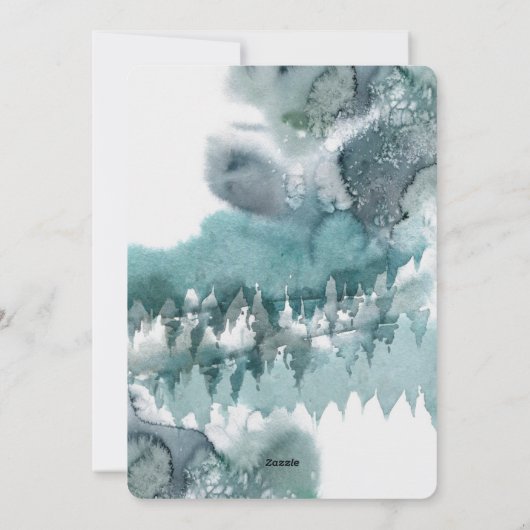 メリークリスマスブルーの水彩冬の風景 シーズンカード (裏面)