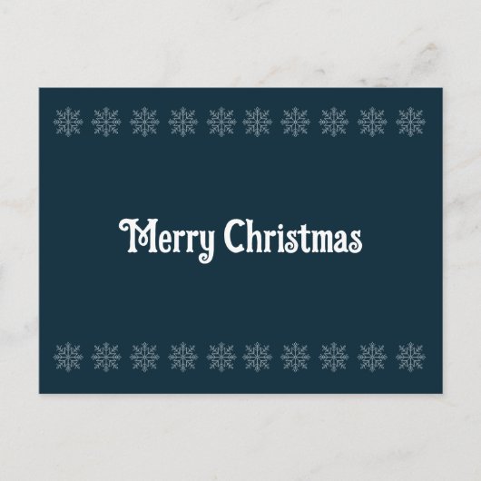 メリークリスマスブルーの白い刺繍模様 ポストカード (正面)