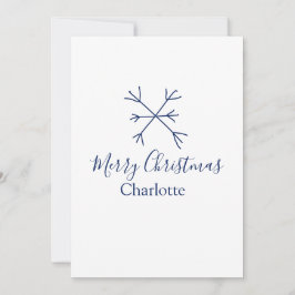 メリークリスマスブルーの雪の結晶に名前の休日を追加 シーズンカード