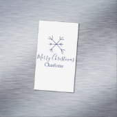 メリークリスマスブルーの雪の結晶に名前の休日を追加 マグネット名刺 (インサイチュ)