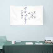 メリークリスマスブルーの雪の結晶に名前の休日を追加 横断幕 (トレードショー)