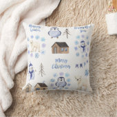 メリークリスマスブルーウィンターホリデーシーン クッション (ブランケット)