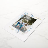 メリークリスマスブルーウォーターカラーフラワーフレームライト 箔シーズンカード (回転した状態)