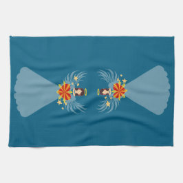 メリークリスマスブルーエンジェルスターズ赤いハートホリデー キッチンタオル