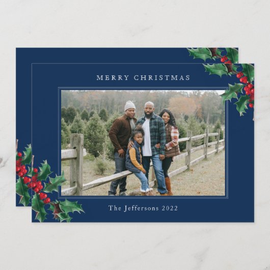 メリークリスマスブルーカスタムクラシックホリーベリー (正面/裏面)