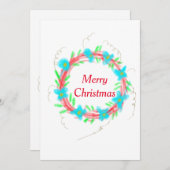 メリークリスマスブルーガーランドの水の色holida シーズンカード (正面/裏面)