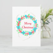 メリークリスマスブルーガーランドの水の色holida シーズンカード (スタンド正面)