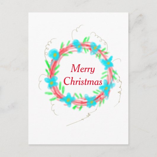 メリークリスマスブルーガーランドの水の色holida ポストカード (正面)
