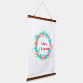 メリークリスマスブルーガーランドの水の色holida 吊り下げ型タペストリー (傾斜あり)