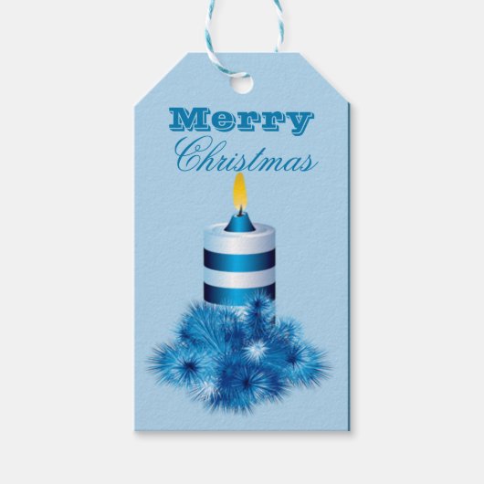メリークリスマスブルーキャンドル ギフトタグ (正面)