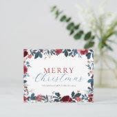 メリークリスマスブルーグリーンホリー シーズンポストカード (スタンド正面)