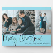 メリークリスマスブルースクリプトフォトコラージホリデー フォトプラーク (正面)