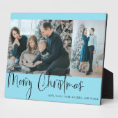 メリークリスマスブルースクリプトフォトコラージホリデー フォトプラーク (側面)