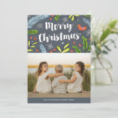 メリークリスマスブルースシューフォトホリデーカード シーズンカード (スタンド正面)