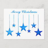 メリークリスマスブルースターデコレーションと文字 シーズンポストカード (正面)