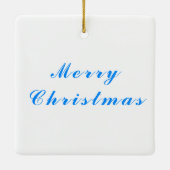 メリークリスマスブルースターデコレーションと文字 セラミックオーナメント (裏面)