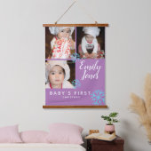 メリークリスマスブルースノーフレークベビーフォトコラージュ 吊り下げ型タペストリー (寝室)