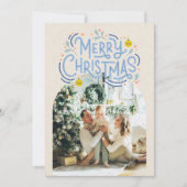メリークリスマスブルータイポグラフィアーチ写真 シーズンカード (正面)
