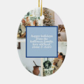 メリークリスマスブルータイポグラフィアーチ写真 セラミックオーナメント (裏面)